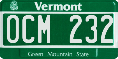 VT license plate OCM232
