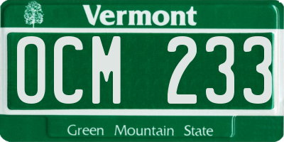 VT license plate OCM233