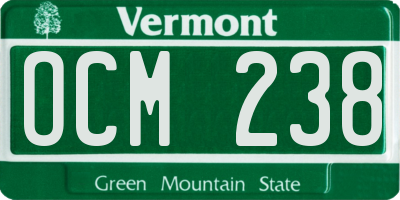 VT license plate OCM238
