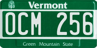 VT license plate OCM256