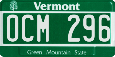 VT license plate OCM296