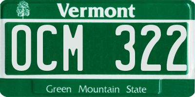 VT license plate OCM322