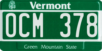 VT license plate OCM378