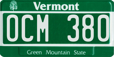 VT license plate OCM380