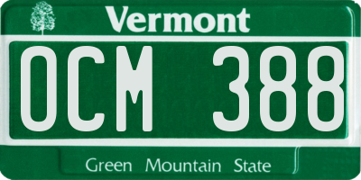 VT license plate OCM388