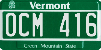 VT license plate OCM416