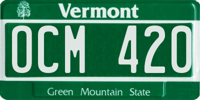 VT license plate OCM420