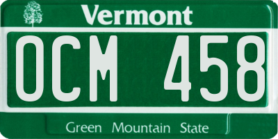 VT license plate OCM458