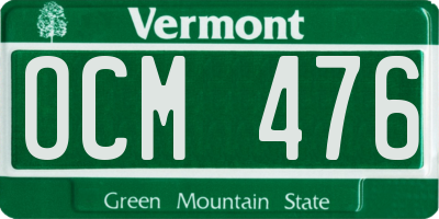VT license plate OCM476