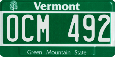 VT license plate OCM492