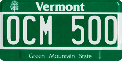 VT license plate OCM500