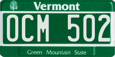 VT license plate OCM502