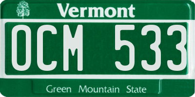 VT license plate OCM533