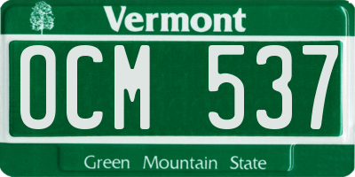 VT license plate OCM537