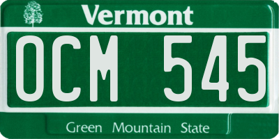 VT license plate OCM545
