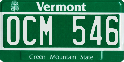 VT license plate OCM546