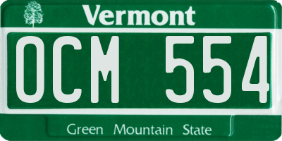 VT license plate OCM554