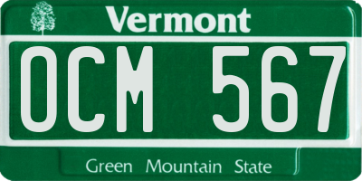 VT license plate OCM567