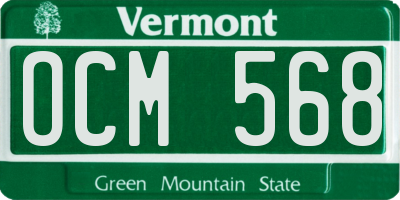 VT license plate OCM568