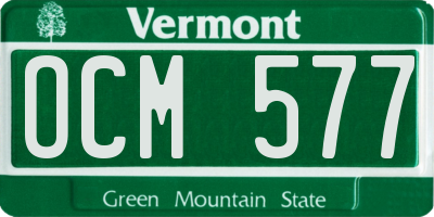 VT license plate OCM577