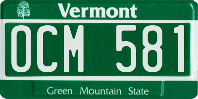 VT license plate OCM581