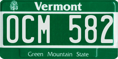 VT license plate OCM582