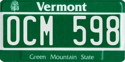 VT license plate OCM598