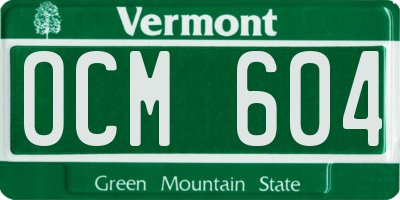VT license plate OCM604