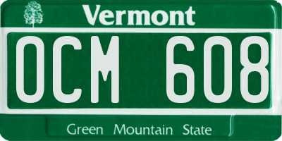 VT license plate OCM608