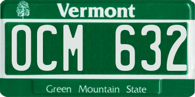 VT license plate OCM632