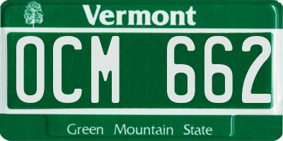 VT license plate OCM662