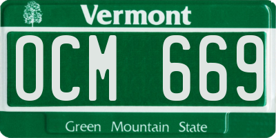 VT license plate OCM669