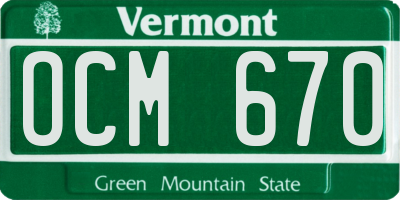 VT license plate OCM670