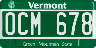 VT license plate OCM678