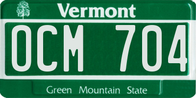 VT license plate OCM704