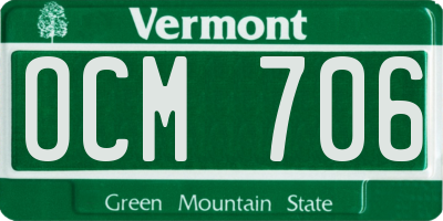 VT license plate OCM706