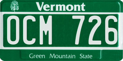 VT license plate OCM726