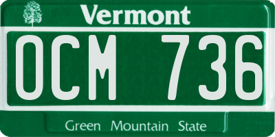 VT license plate OCM736