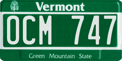 VT license plate OCM747