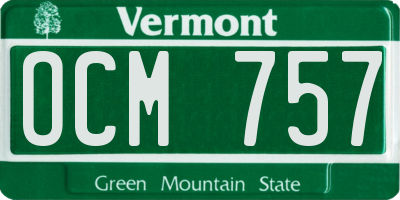VT license plate OCM757