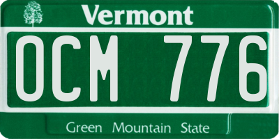 VT license plate OCM776