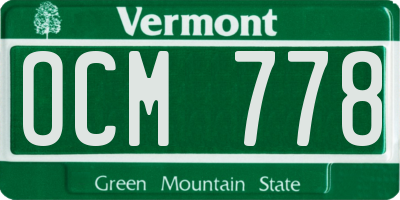 VT license plate OCM778
