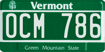 VT license plate OCM786