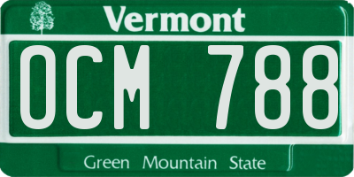 VT license plate OCM788