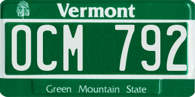 VT license plate OCM792