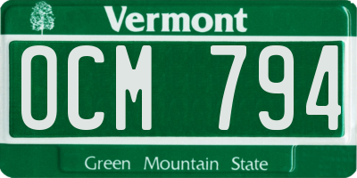 VT license plate OCM794