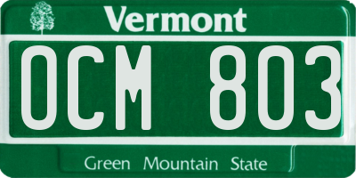 VT license plate OCM803