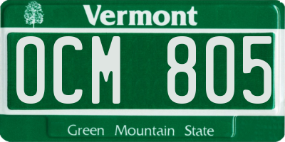 VT license plate OCM805