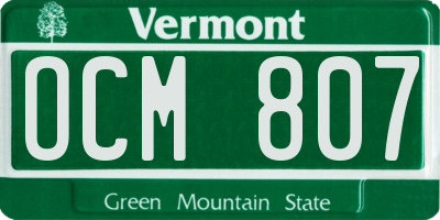 VT license plate OCM807