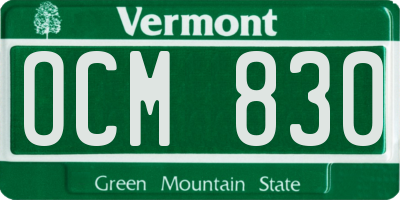 VT license plate OCM830